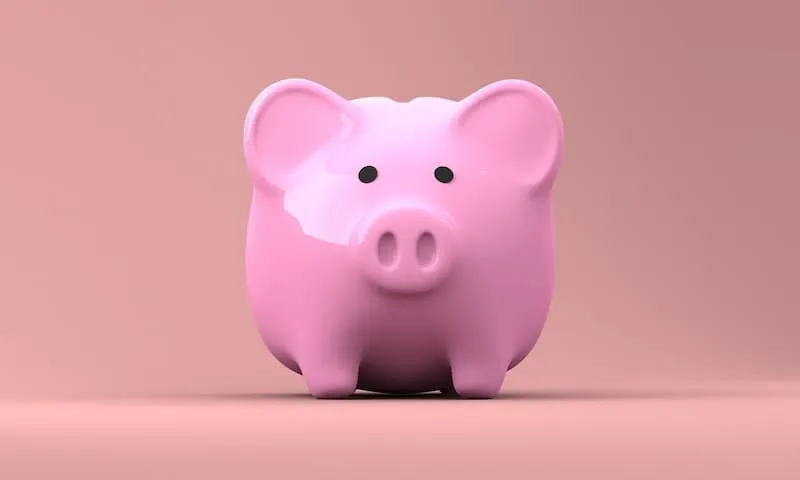 sebuah celengan berwarna pink